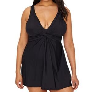 Miraclesuit NWOT Must Have Marais One Piece Swim Dress Black Size 16 Soft Bra
